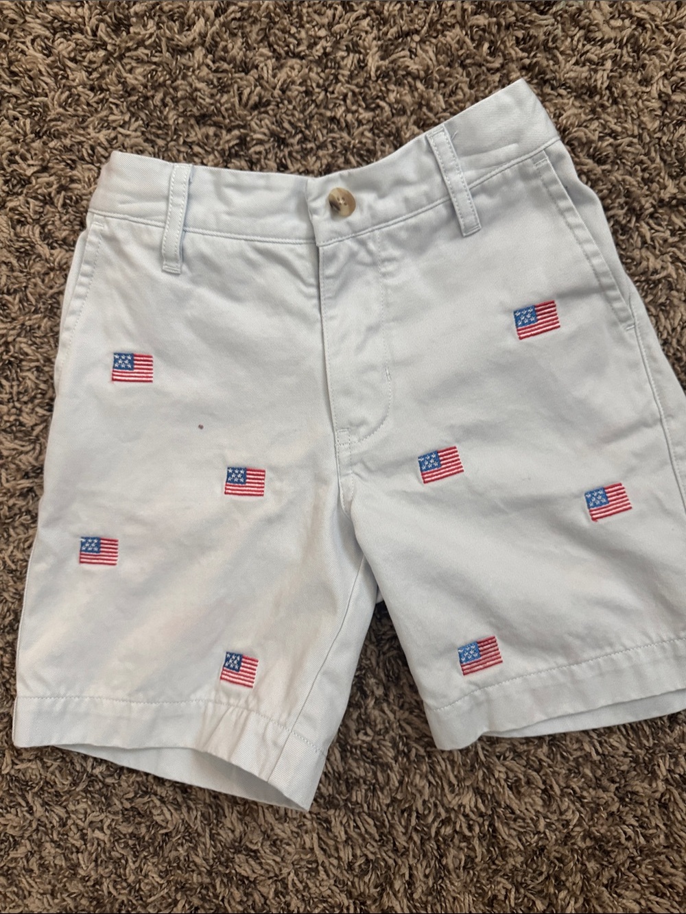 The Beaufort Bonnet Company light blue Flag-Embroidered Flat Front Shorts